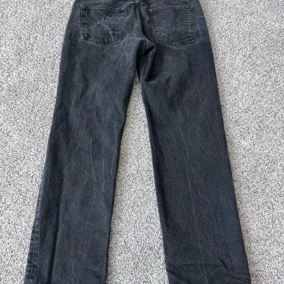 Free People Dark Grey Ripped Distressed Zip Fly Women’s Straight Leg Jeans 27 - Picture 10 of 11
